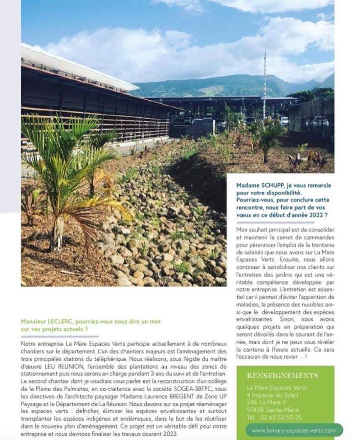 Quatrième page actualités La Mare Espaces Verts Sainte-Marie